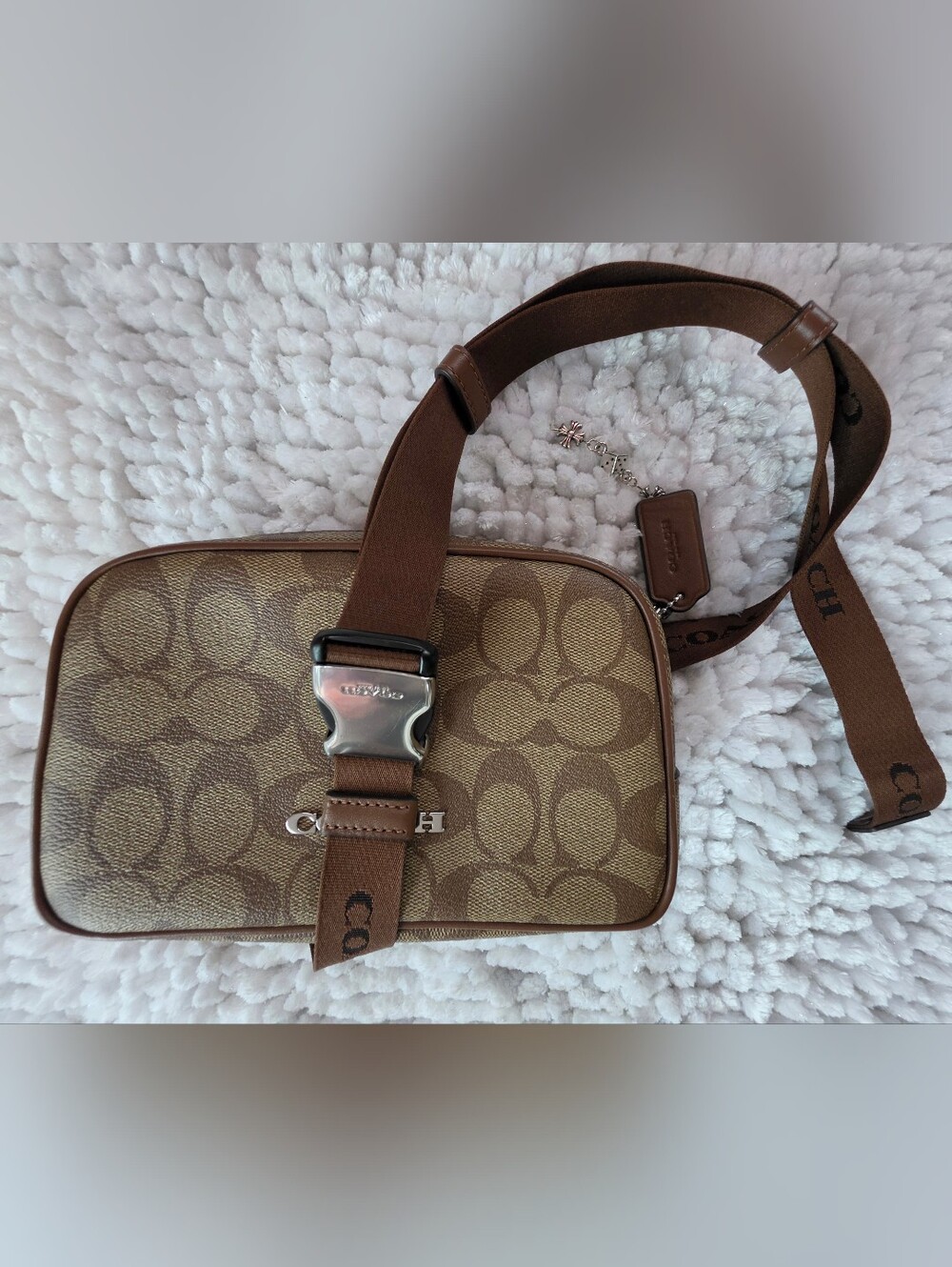 Coach Pace Belt Bag Signature Canvas Fanny Pack Crossbody Brown & Tan